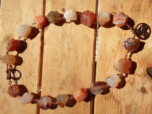 Jennifer VanBenschoten's Celtic Carnelian Necklace - , Contemporary Wire Jewelry, Making Chain, Chain Making , Loops, Wire Loop, Wrapped Wire Loop, attach the clasp